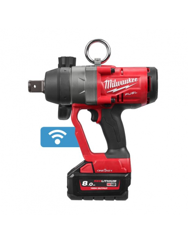 MILWAUKEE LLAVE IMPACTO 18V.M.1" 2 BATERIAS 8.0Ah.+CARGADOR WIFI M18ONEFHIWF1-802X