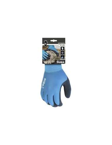 JUBA GUANTES H259 POLIESTER/DOBLE LATEX AZUL .9XL