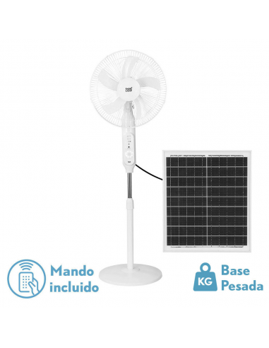 FABRILAMP VENTILADOR PIE+PLACA SOLAR CLIMA 4 ASPAS 43CM.30W.BLANCO USB