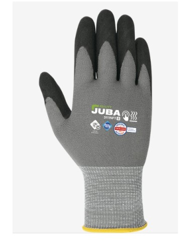 JUBA GUANTES 5111NFT SIN COSTURASNYLON/ELASTANO/NITRILO GRIS/NEGRO CE CAT II .7S