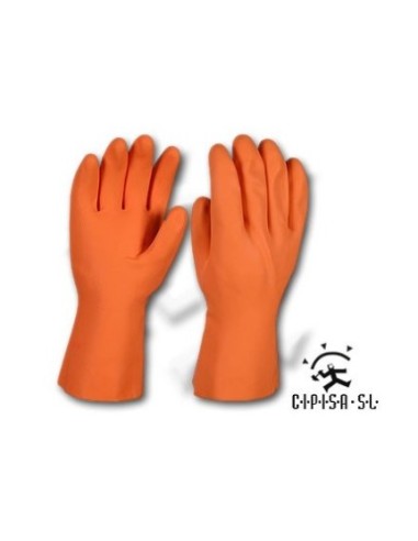 LUVAS DE LÁTEX FLOQUEADAS CIPISA LARANJA 30 CM.GU10-013 9 L