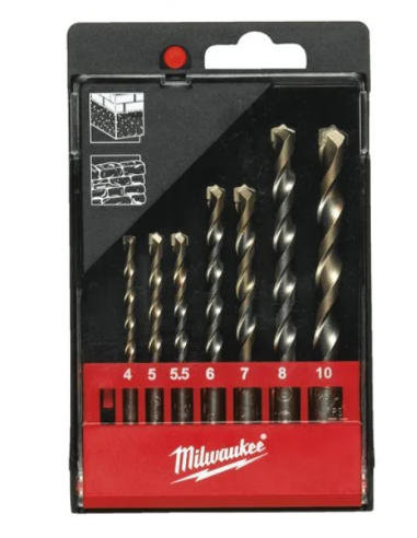 MILWAUKEE JUEGO BROCAS WIDIA HORMIGON 8 PZ.3-4-5-6-7-8-9-10 mm.