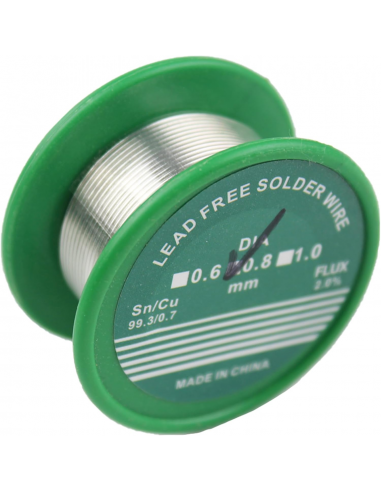 ESTAÑO SOLDAR SIN PLOMO 0.8 mm (CARRETER 20 GR.