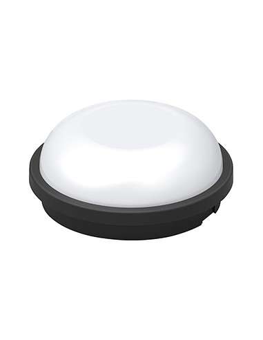 APLIQUE LED REDONDO ABOMBADO 20W 6400 K DIA NEGRO IP65