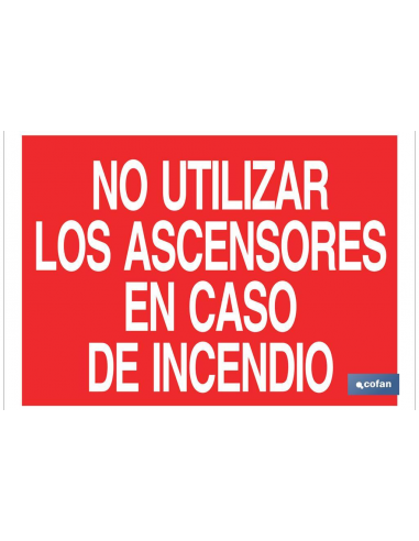 CARTEL PVC CLASE A 148*105 NO UTILIZAR LOS ASCENSORES EN CASO DE INCENDIO