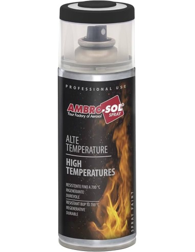 AMBRO-SOL PINTURA ALTA TEMPERATURA 700º NEGRO MATE (SPRAY 400 ML.