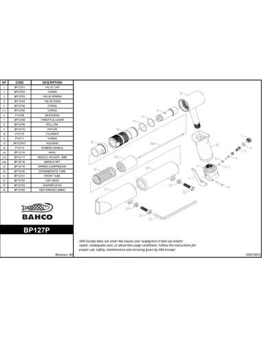 BAHCO REPU.BP12719 MARTELO DE AGULHA MOLA DE COMPRESSÃO BP127P