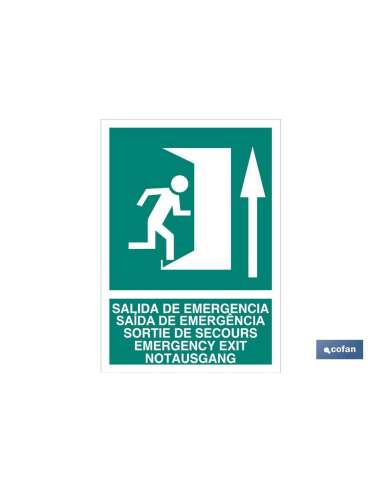 CARTEL PVC CLASE A 210*210 SALIDA DE EMERGENCIA FLECHA ARRIBA