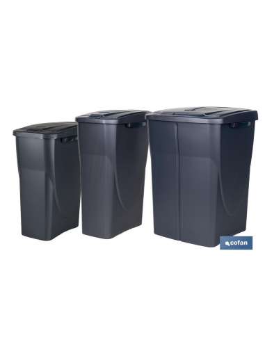 RECIPIENTE DE LIXO COFAN 15 L. RETANGULAR COM TAMPA CINZA