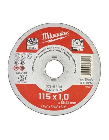 DISCO DE CORTE PLANO INOX MILWAUKEE 76*1.0*22 (PACOTE 5 U.