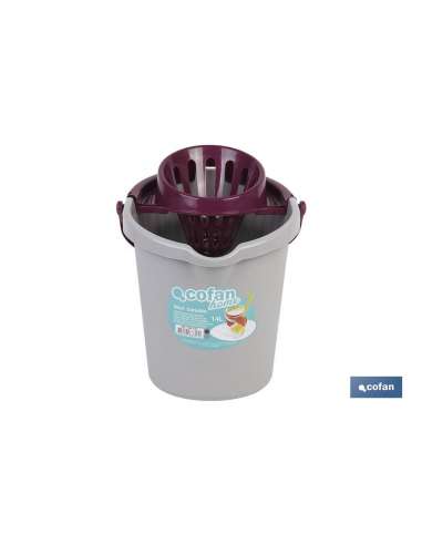 COFAN CUBO PLASTICO REONDO C/PICO+ASA+ESCURRIDOR 14 L.