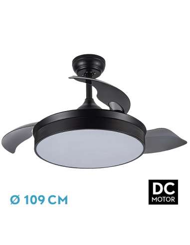 FABRILAMP VENTILADOR TECHO CALA 3 ASPAS 91CM 72W NEGRO PLEGABLE