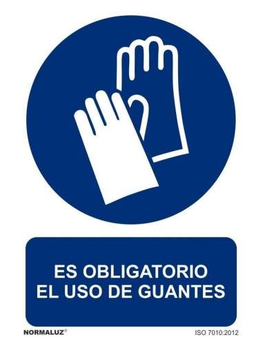 CARTEL PVC 21* 30 OBLIGATORIO EL USO DE GUANTES