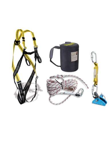 STEELPRO KIT 7 ARNES ANTICAIDAS ENGANCHE DORSAL/FRONTAL+CUERDA 30M+ANTICAIDAS DELIZANTE+MOSQUETONES+BOLSA 1888KIT7