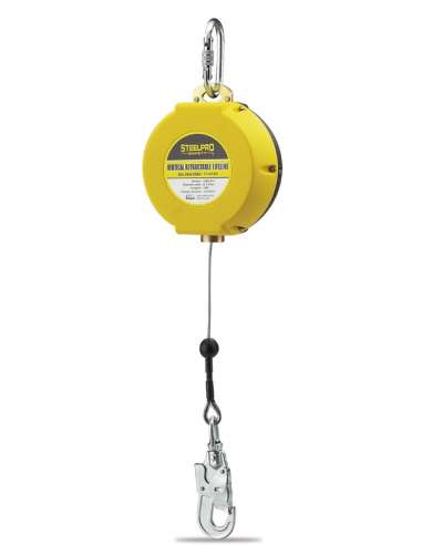 STEELPRO ANTICAIDAS RETRACTIL+ABSORBEDOR CABLE 10 M.EN360 140 KG.1888B10