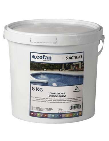 COFAN CLORO PISCINAS GRANO CHOQUE ACCION RAPIDAS 5 KG.