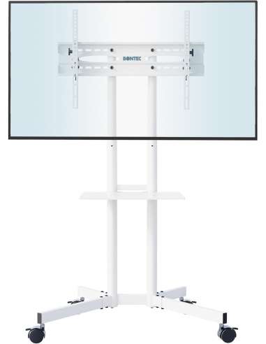 SOPORTE TV SUELO C/RUEDAS PIE 2 CREMALLERAS 32-86" BLANCO