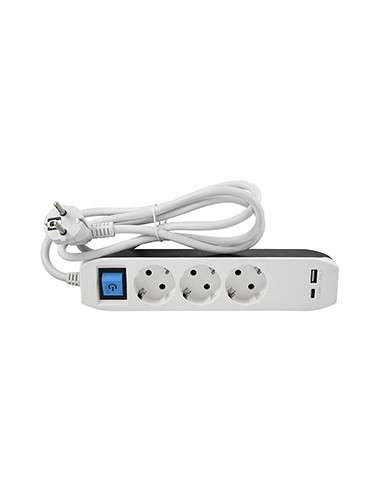 PROLONGADOR SCHUKO 3 TOMAS+1 USB+1 USB C 3*1.5 1.5 M.INTERRUPTOR