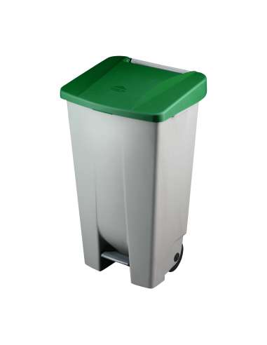 CONTENEDOR BASURA 120 L.C/RUEDAS GRIS C/TAPA VERDE