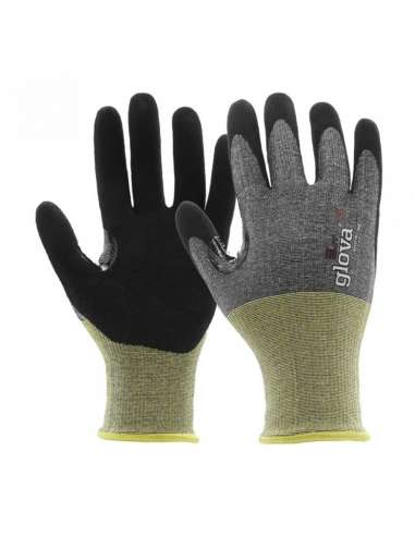 GLOVA GUANTES ANTICORTE FIBRA ACERO RECUBIERTO NITRILO FOAM ARENOSO  9L CAT.II EN388