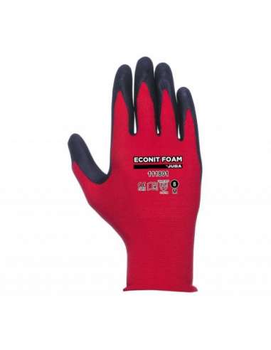 JUBA GUANTES H111801 NYLON/FIBRA LYCRA RECUBIERTO NITRILO FOAN MICROPOROSO ROJO  7S