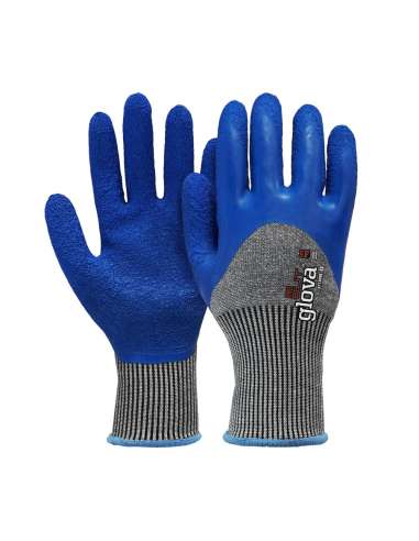 GLOVA GUANTES ANTICORTE HPPE/FIBRA VIDRIO RECUBERTO LATEX AZUL  9L CAT.II EN388-407