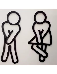 CARTEL INOX HOMBRE MUJER ORINANDO (PACK 2 PZ.