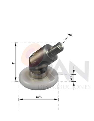 MAMPARA POLEA M030 NYLON ESPIGA ARTICULADA 24mm M6