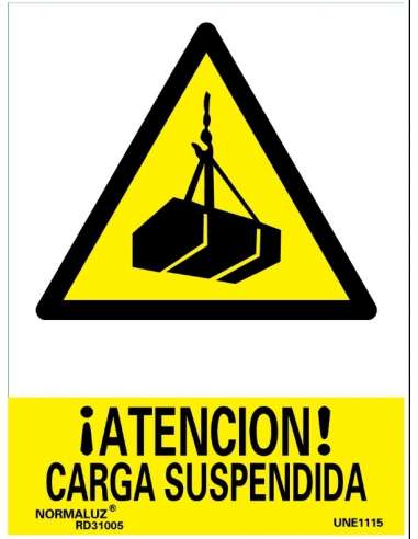 CARTEL ALUMINIO 21* 30 ATENCION CARGA SUSPENDIDA