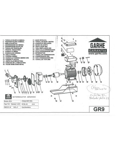 GARHE REPU.PICADORA ELEC.GR9 N.10 ANILLO RETEN