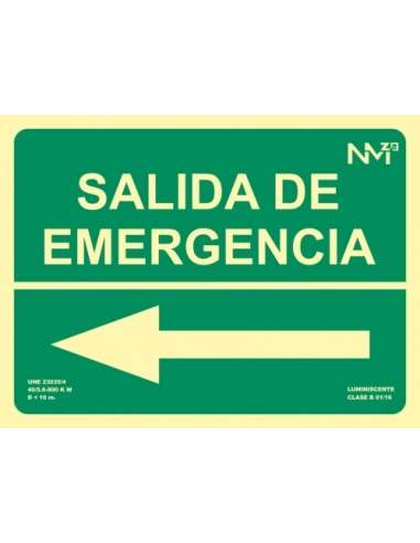 CARTEL PVC 300* 230 SALIDA EMERGENCIA/FLECHA IZDA