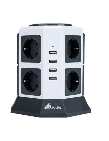 ENCHUFE SCHUKO VERTICAL 8 SCH 4 USB 3600W 16A