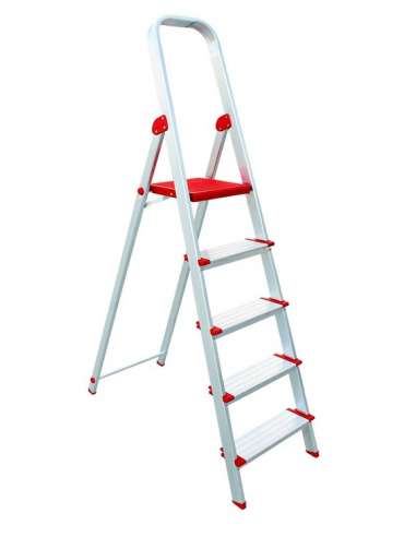 SVELT ESCALERA ALUMINIO TIJERA DOMESTICA PELDAÑO ANCHO 5 PELDAÑOS 2.20