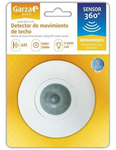 GARZA DETECTOR MOVIMIENTO INFRAR.TECHO 360º 430039