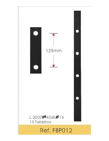 FORJA BARRA PERFORADA PLETINA 40*16 TALADRO REDONDO 16 FBP012