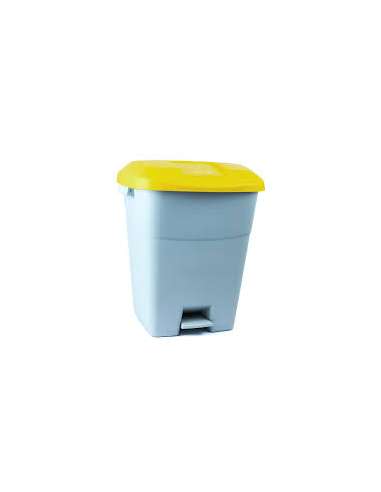 TAYG CONTENEDOR BASURA  50 L.PEDAL GRIS TAPA AMARILLA GRIS