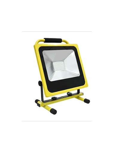 PROYECTOR LED RECARGABLE AMARILLO  C/SOPORTE SUELO 50W 6000K