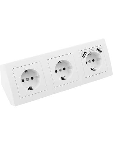 ENCHUFE SUPERFICIE SCHUKO 16A.3 TOMAS USB