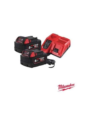 KIT MILWAUKEE 18V 2 BATERIAS 5.0Ah.+CARREGADOR M18 NRG-502