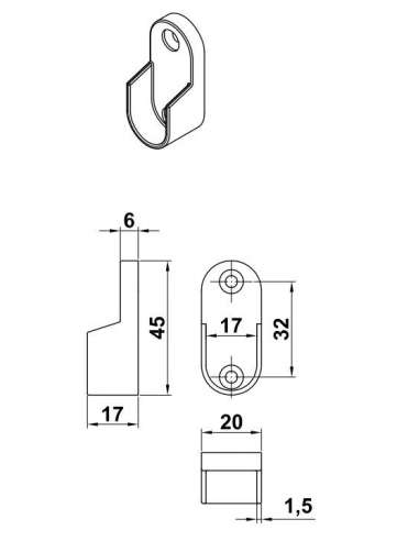 AMIG SOPORTE ARMARIO 7 30 OVAL LATERAL NIQUEL