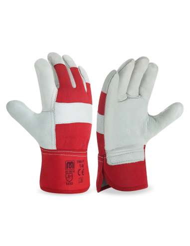 MARCA GUANTES 788P PIEL/TELA VAQUERA ROJA .9