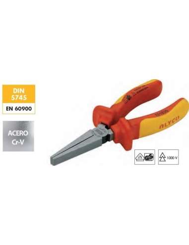 ALYCO ALICATE 1000V.PUNTA PLANA 160 MM.