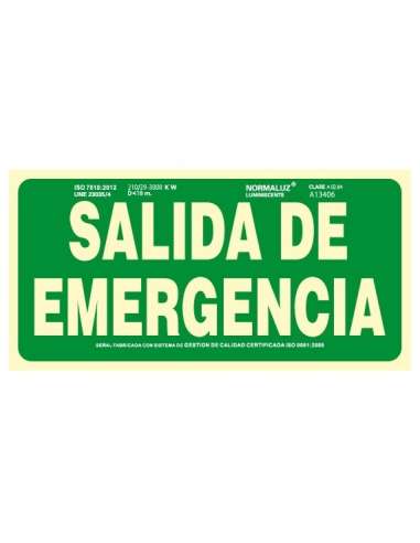 CARTEL PVC CLASE A 420*210 SALIDA DE EMERGENCIA