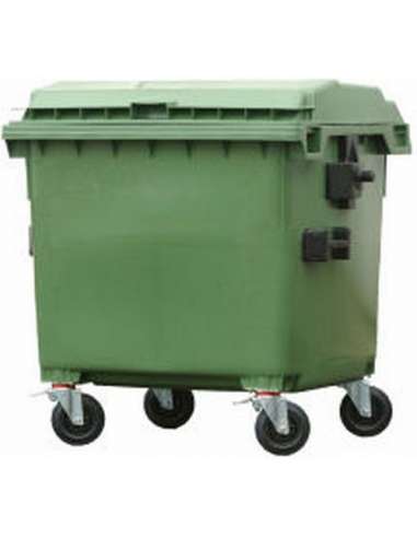 CONTENEDOR BASURA 800 L.C/RUEDAS+TAPA ABATIBLE VERDE