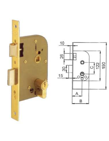 UCEM CERRADURA 5134 HL 45 47 MADERA EMBUTIR PICAPORTE/PALETON HL.