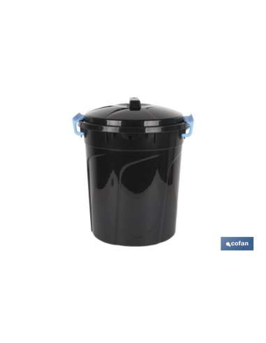 COFAN CUBO BASURA PLASTICO REDONDO C/TAPA NEGRO  50 L.