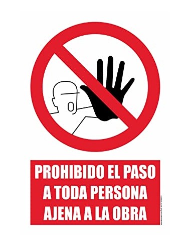 CARTEL ALUMINIO 21* 30 PROHIBIDO PASO OBRA