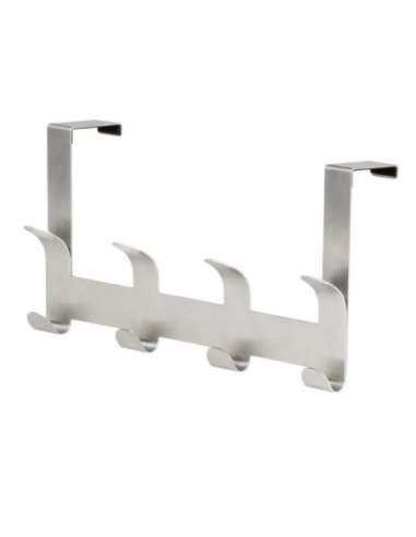 PERCHA PUERTA INOX 45 CM 4 GANCHOS