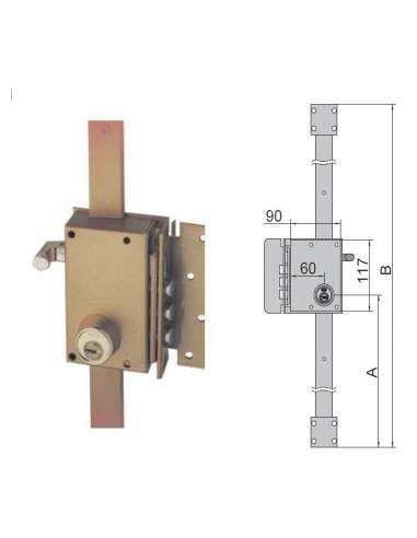 UCEM CERRADURA 4516S 60 IZDA MADERA SOBRREPONER 3 PUNTOS PICAPORTE 3 BULONES PUNTOS