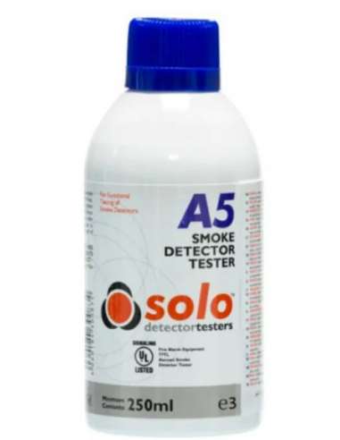 SOLO A5 SPRAY GAS ECOLOGICO INFLAMABLE COMPROBADOR DETECTORES DE HUMO 250 ML.